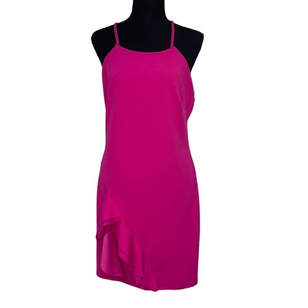 Fuschia Ruffled Sleeveless Mini Dress from Bebe